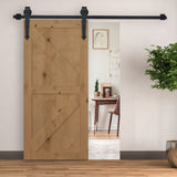 HOMCOM Schiebetür-Kit, rustikales Design, Kohlenstoffstahl, trägt bis zu 100 kg pro Paneel – Produktabbildung 7