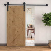 HOMCOM Schiebetür-Kit, rustikales Design, Kohlenstoffstahl, trägt bis zu 100 kg pro Paneel – Produktabbildung 7