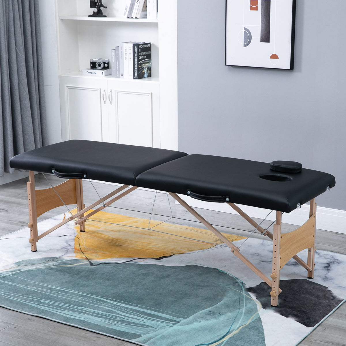 HOMCOM Mobile Massageliege 2 Zonen Klappbar Höhenverstellbar Massagetisch 60 cm Breit mit Tragetasche – Produktabbildung 2