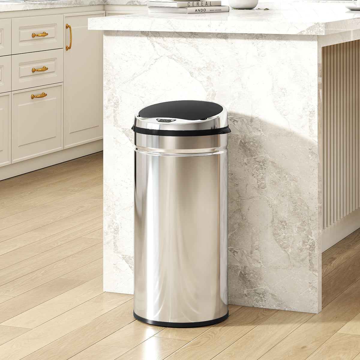 HOMCOM 42 L Sensor Mülleimer, Automatischer Abfalleimer, Rostfreier Kücheneimer mit Infrarotsensor, für – Produktabbildung 2