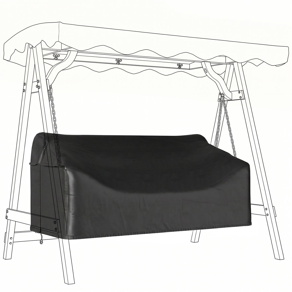 3-seater garden swing cover, waterproof protective cover, windproof and UV-resistant, 420D Oxford fabric