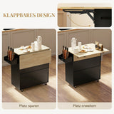 HOMCOM Küchenwagen mit Schublade, Schrankfach, Handtuchstange, 106 x 42 x 87 cm, Schwarz/Eiche – Produktabbildung 4