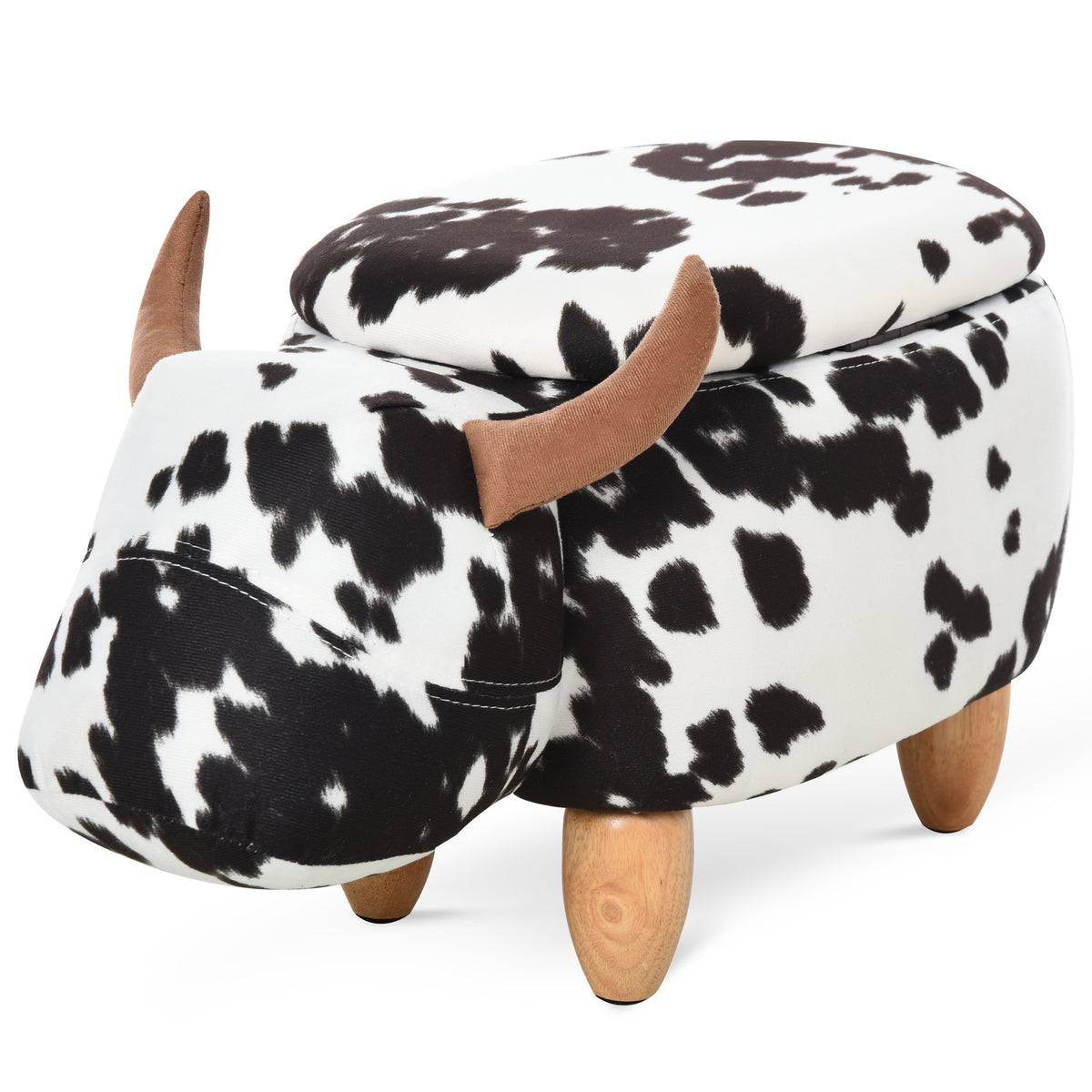 HOMCOM Tierhocker, Dekohocker mit Stauraum, Polsterhocker, Sitzhocker, Sitzbank mit Tier-Design, für