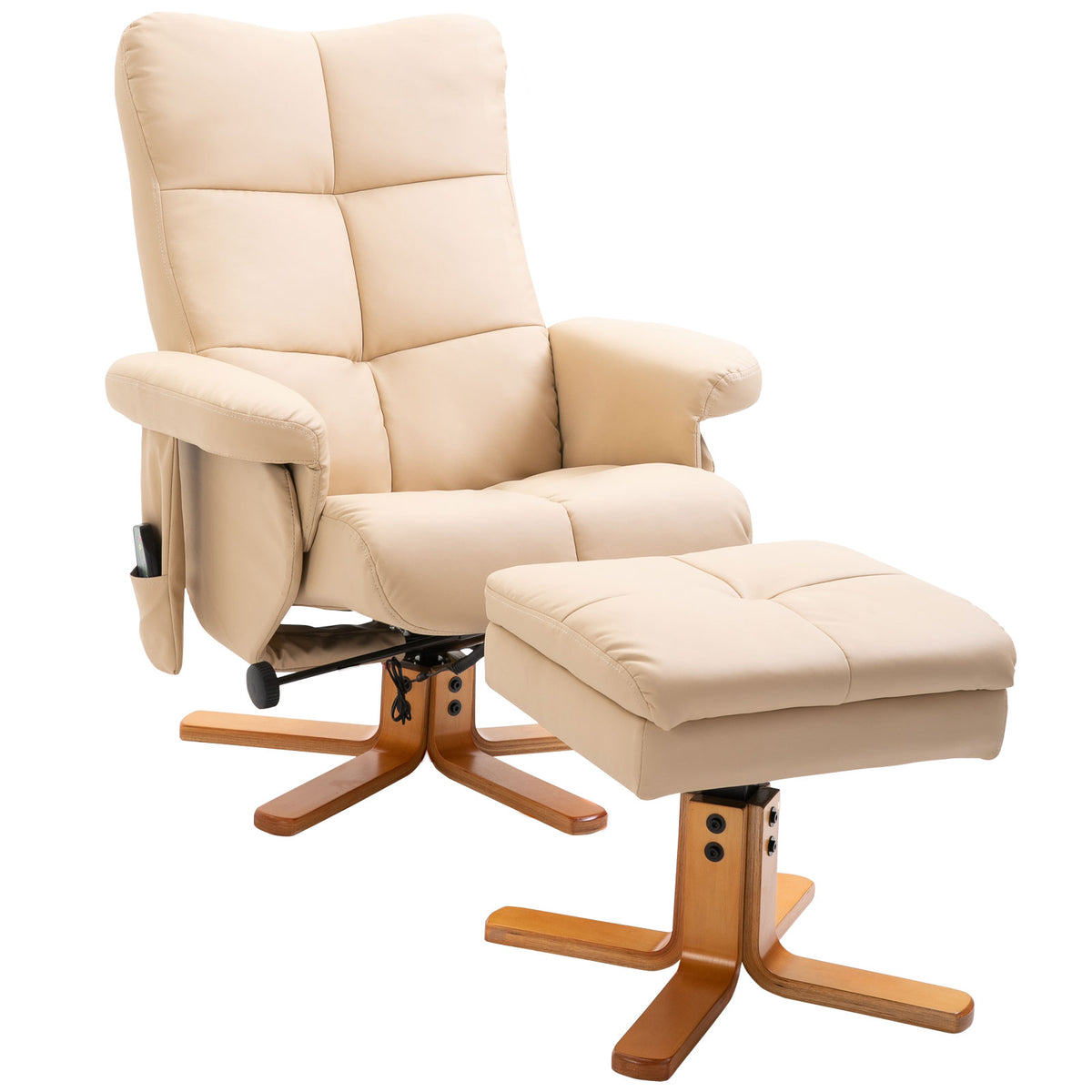 Reclining Massage Chair with Footstool, Storage Space, Reclining Function, Massage TV Chair, 145° Tilt