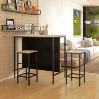 Bar set, 2 bar stools & 1 bar table, stain-resistant, stable, steel frame, black/oak (10)