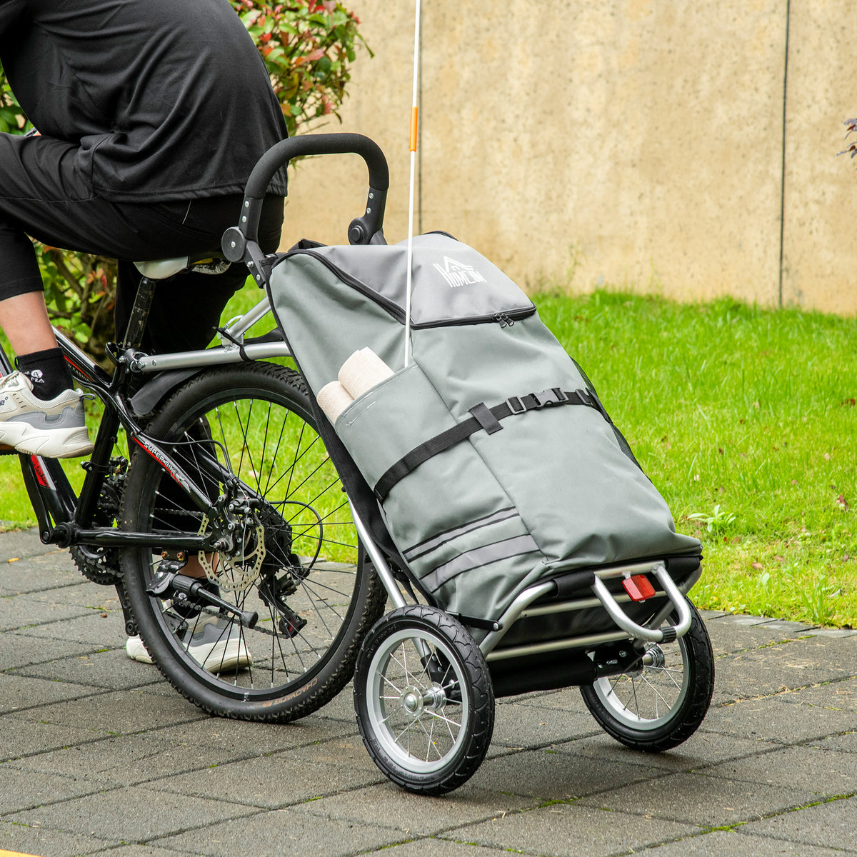 HOMCOM 3-in-1 Einkaufstrolley Einkaufswagen Fahrradanhänger Sackkarre, 53 x 43 x 110cm , Grau+Silber – Produktabbildung 2