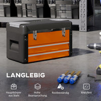 HOMCOM Werkzeugkiste leer, 49,7 x 25,3 x 28,9 cm Werkzeugkasten mit Schublade, Mini-Box Stahl Orange – Produktabbildung 5