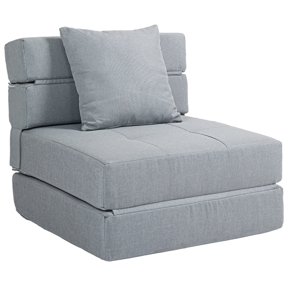 HOMCOM Relaxsessel Liegesessel Sessel mit Bettfunktion, inkl. 1 Kissen, 70 cm x 70 cm x 61 cm, Hellgrau