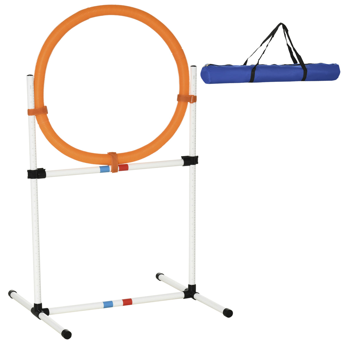 PawHut Agility Sprungring für Hunde, Agility Set Hunde, Agility Ring 2 in 1 Sprungringstange mit Tragetasche