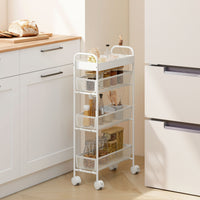 HOMCOM Küchenwagen aus Metall, 3 Körbe, schmales Design, 4 Räder, für Küche, Wohnzimmer, Badezimmer – Produktabbildung 2