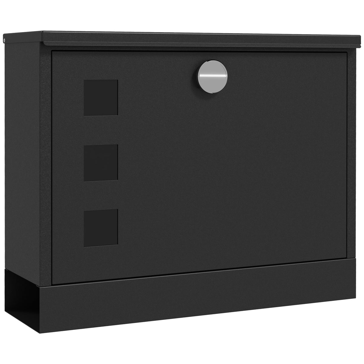 HOMCOM Briefkasten Metallbriefkasten, modern, abschließbar, 36,5 x 11,5 x 29 cm, Schwarz