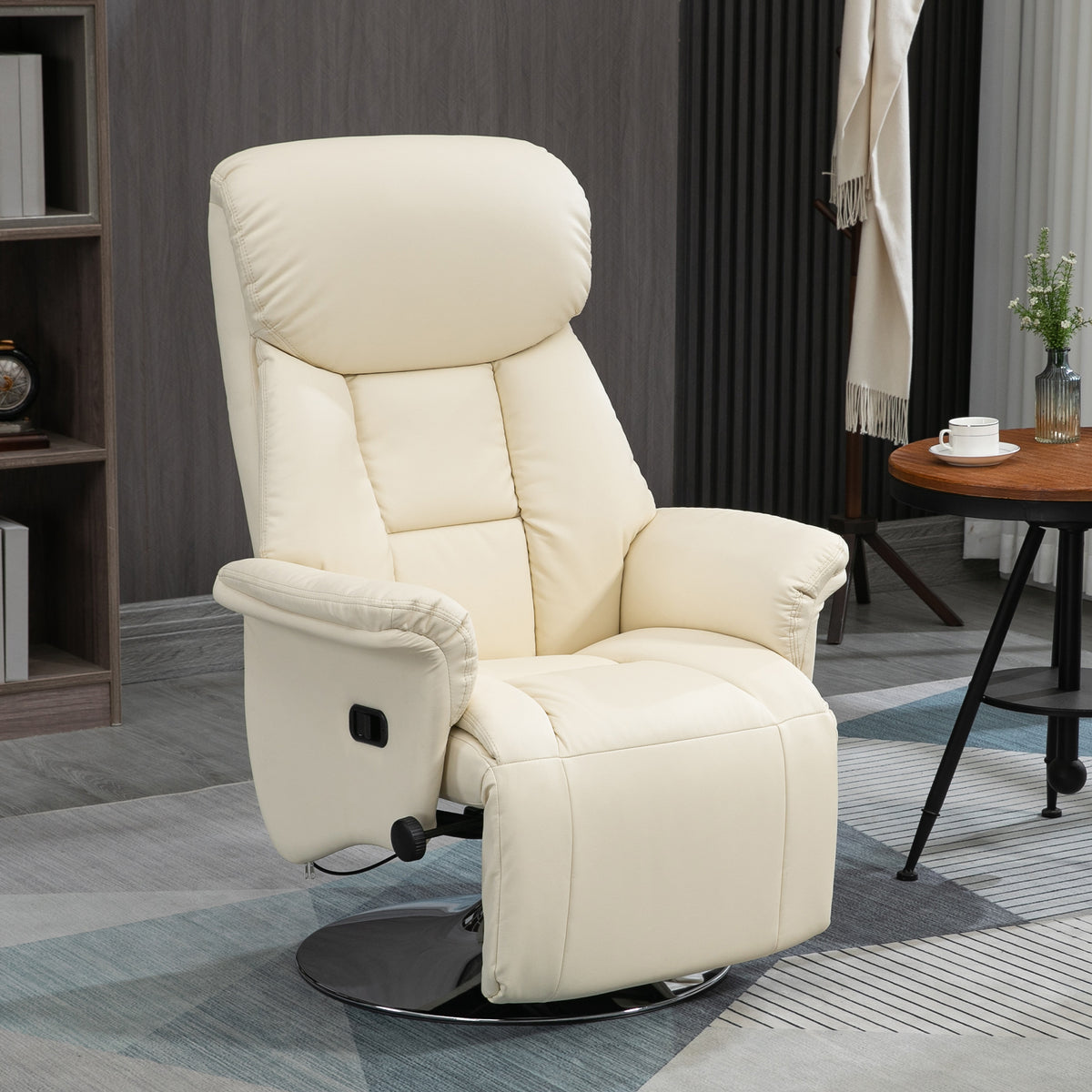 Recliner chair, reclining function, leather look, footrest, up to 150 kg, 78 x 80 x 109 cm, cream (2)