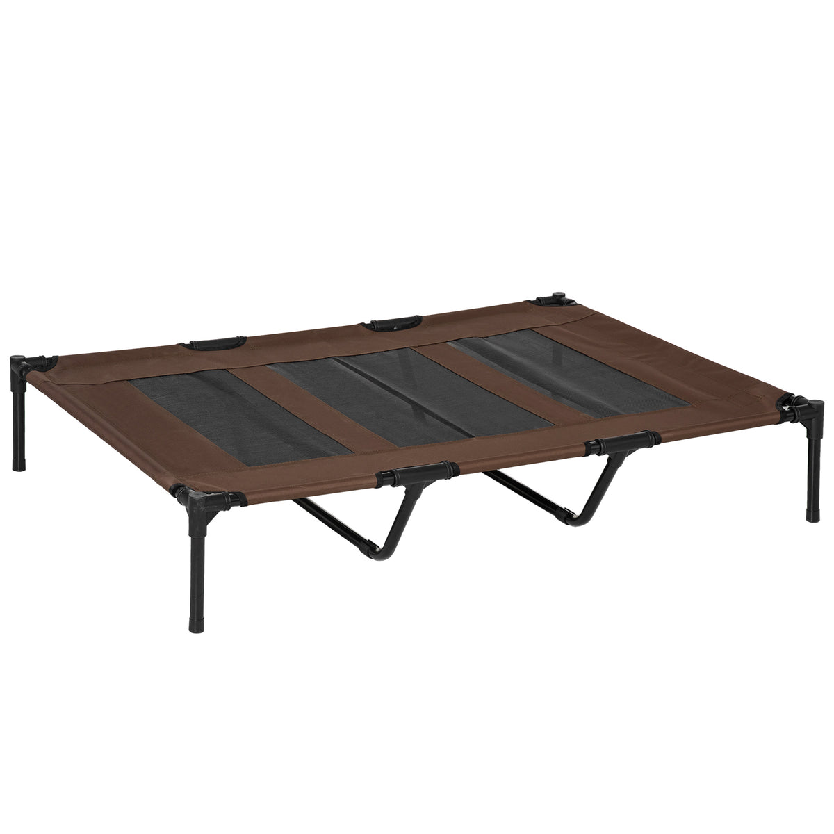 PawHut Hundebett, faltbar, Outdoor-Hundebett, erhöhter Stand, 122 cm x 92 cm x 23 cm, Kaffee-Braun + Schwarz