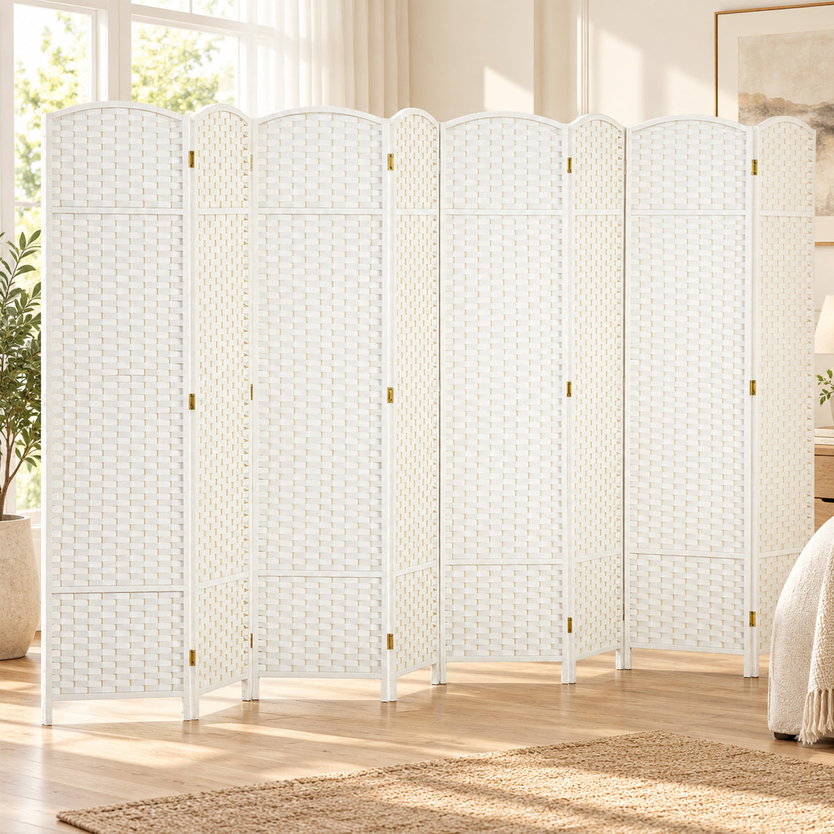 HOMCOM 8-teiliger Raumtrenner, Faltbarer Sichtschutz, Sichtschutzwand für Wohnzimmer, Schlafzimmer – Produktabbildung 2