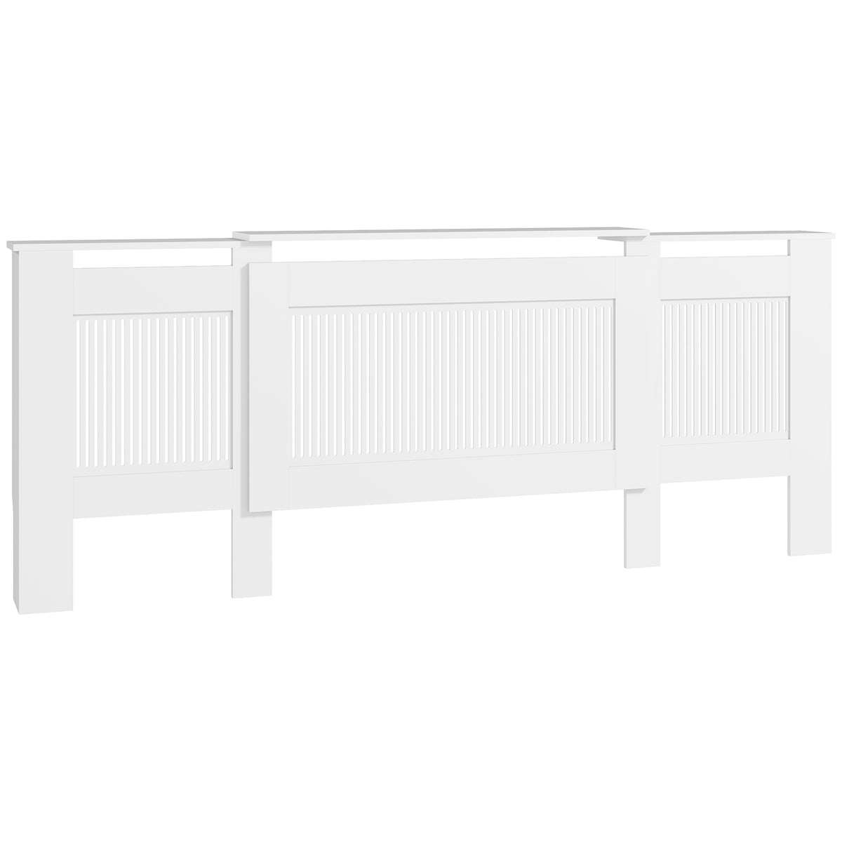 HOMCOM Heizkörperverkleidung, Lamellendesign, verstellbare Länge 125-201 cm, MDF, Weiß