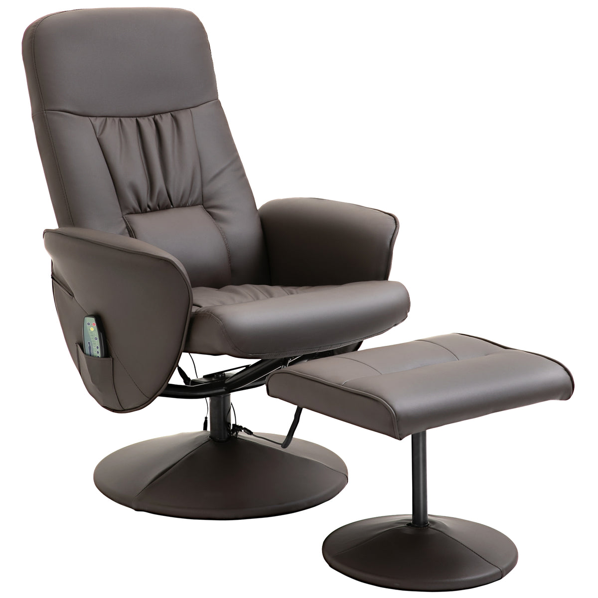 Recliner chair with footstool, swivel TV chair with 10 massage points, reclining function, massage chair with