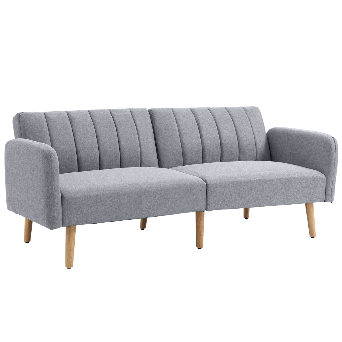 Sofa bed, 2-seater fabric sofa, sofa with sleeping function, linen-look polyester, rubberwood, 173 x 75 x 73 cm