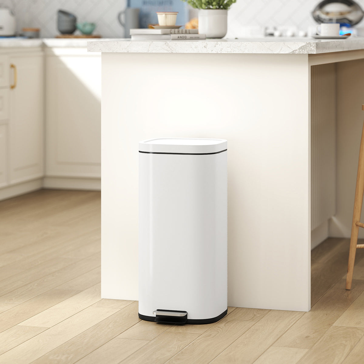 HOMCOM 30L Küchenmülleimer Pedaleimer mit Deckel, Soft-Close- und Offenhalte-Funktion für Küche, Zuhause – Produktabbildung 2