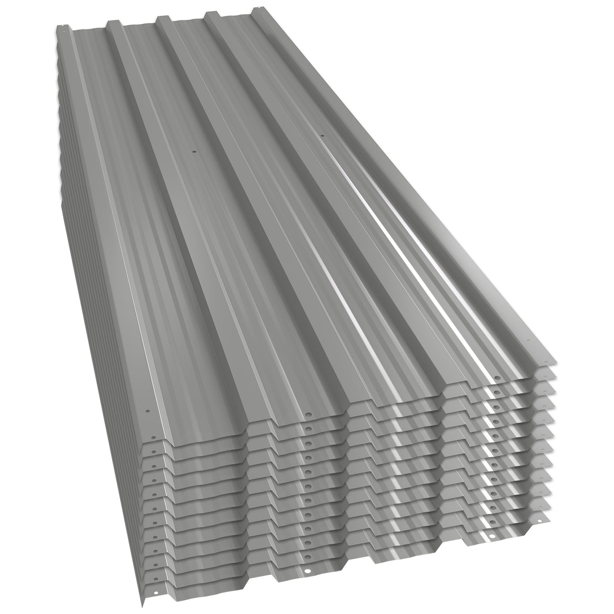 Outsunny 12 Stück Trapezblech 129x45cm 7m² Verzinkt Dachblech 0,25 mm Wetterfest Profilblech Hellgrau