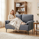 HOMCOM 2-Sitzer-Sofa, dicke Kissen, samtiger Bezug, Polstersofa, Schwarz – Produktabbildung 6