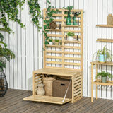 Outsunny Aufbewahrungsbox mit Spalier, 4 Hängeregale, Magnettür, Massivholz, Natur, 80 x 45 x 160 cm – Produktabbildung 2