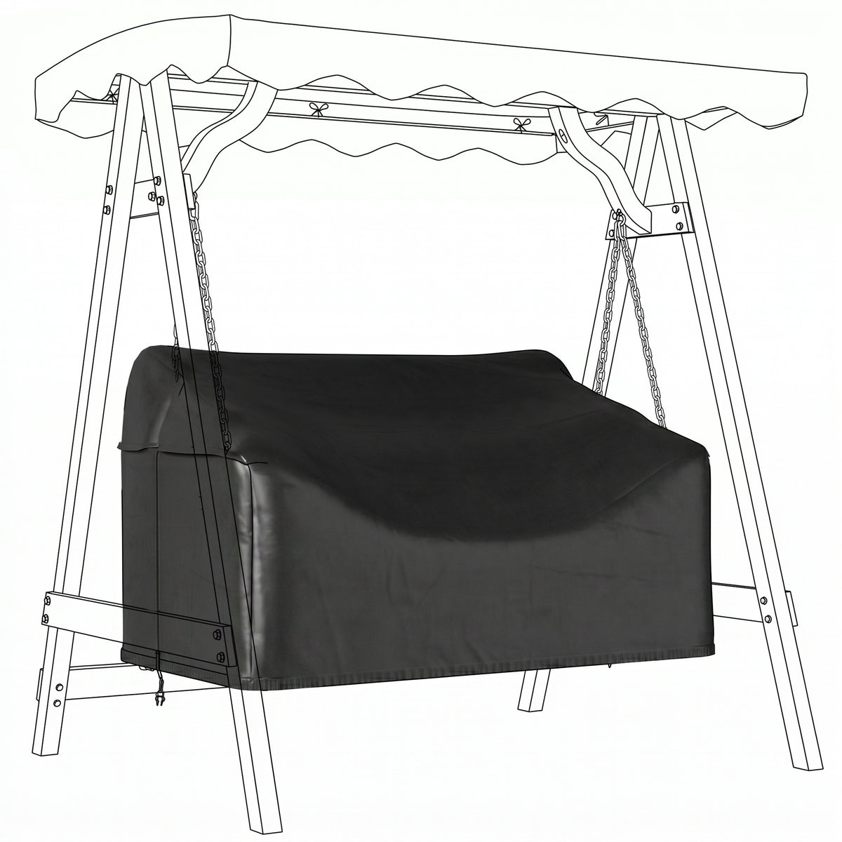 Outsunny 2-Sitzer Gartenschaukel-Abdeckung, wasserdichte Schutzhülle, winddicht und UV-beständig, 420D