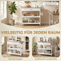 HOMCOM Küchenwagen mit Stauraum, Rollende Kücheninsel mit großer Arbeitsplatte, Schublade, 2 offenen – Produktabbildung 9