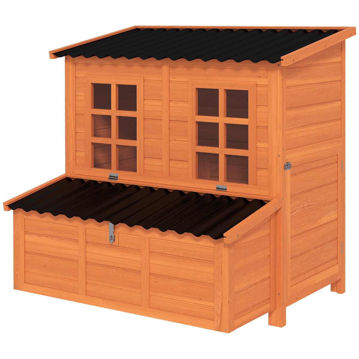PawHut Hühnerstall mit Nestkasten für 3-4 Hühner, Wasserfestes Dach, Tannenholz, Kunststoff, 100 x 86 x 100