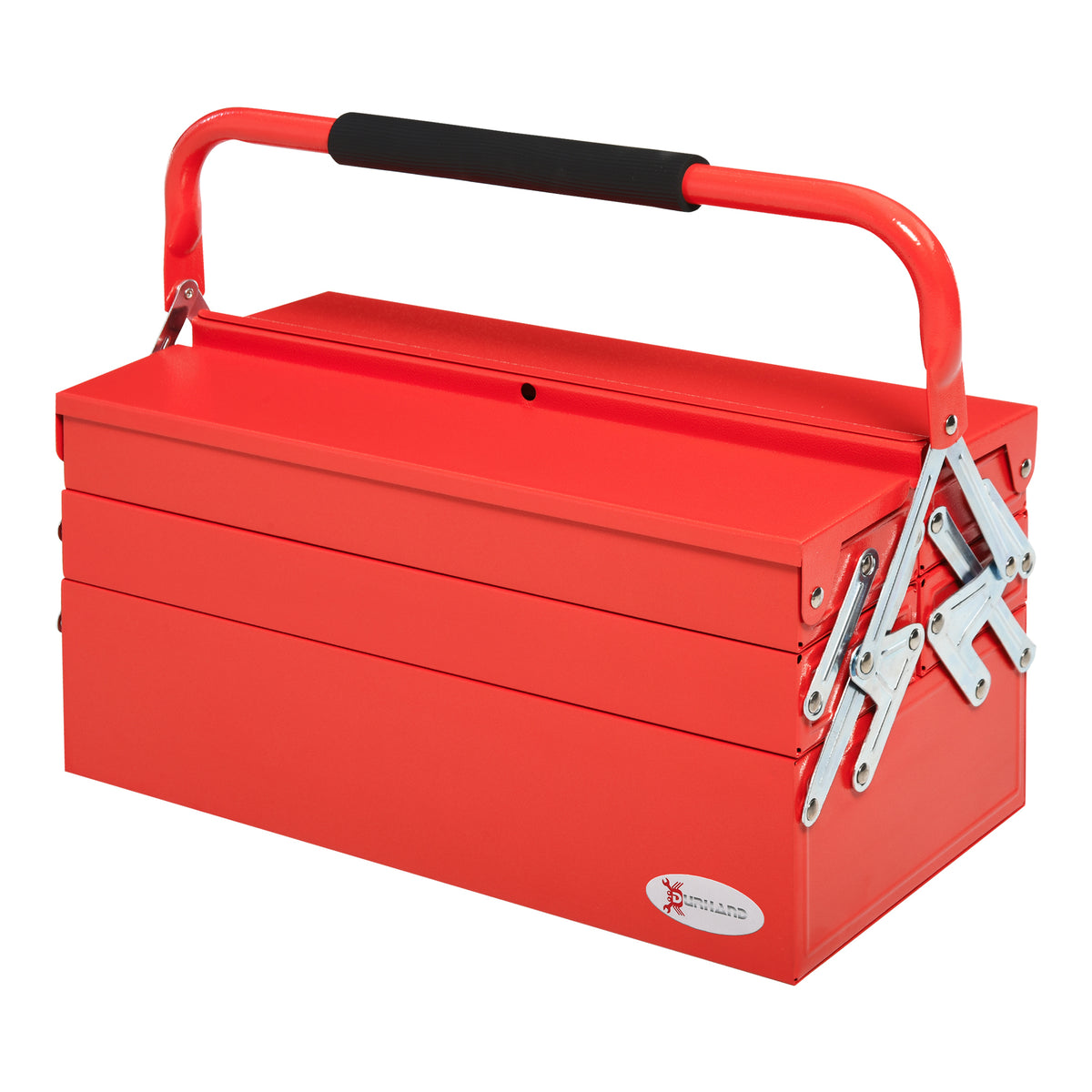 Toolbox tool case with 5 compartments 45 x 20 x 34.5cm steel red
