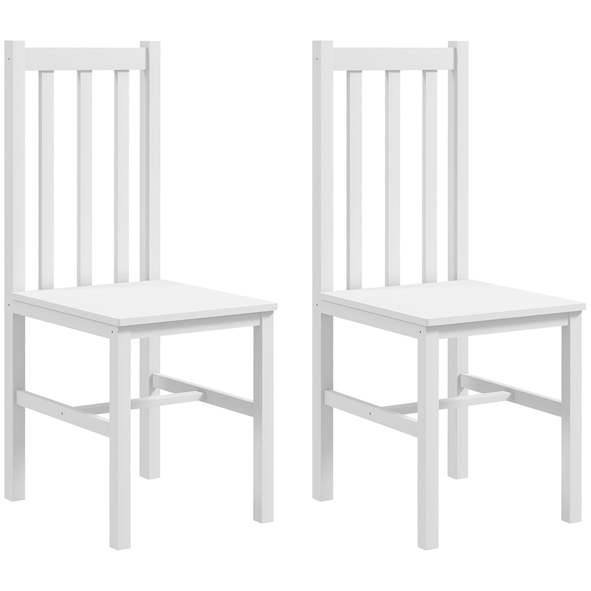 Set of 2 kitchen chairs dining chairs, solid wood, modern design, 38.5 cm x 47.5 cm x 99 cm, white