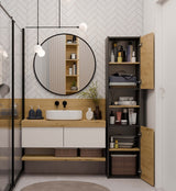 Badezimmer-Hochschrank Sara S40 ANTHRAZIT EICHE ARTISAN – Produktabbildung 5