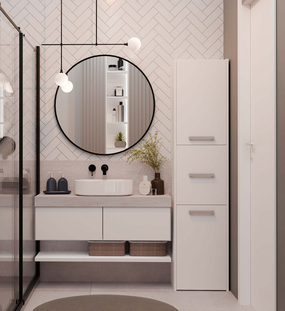 Badezimmer-Hochschrank Sara S43 WEISS – Produktabbildung 2