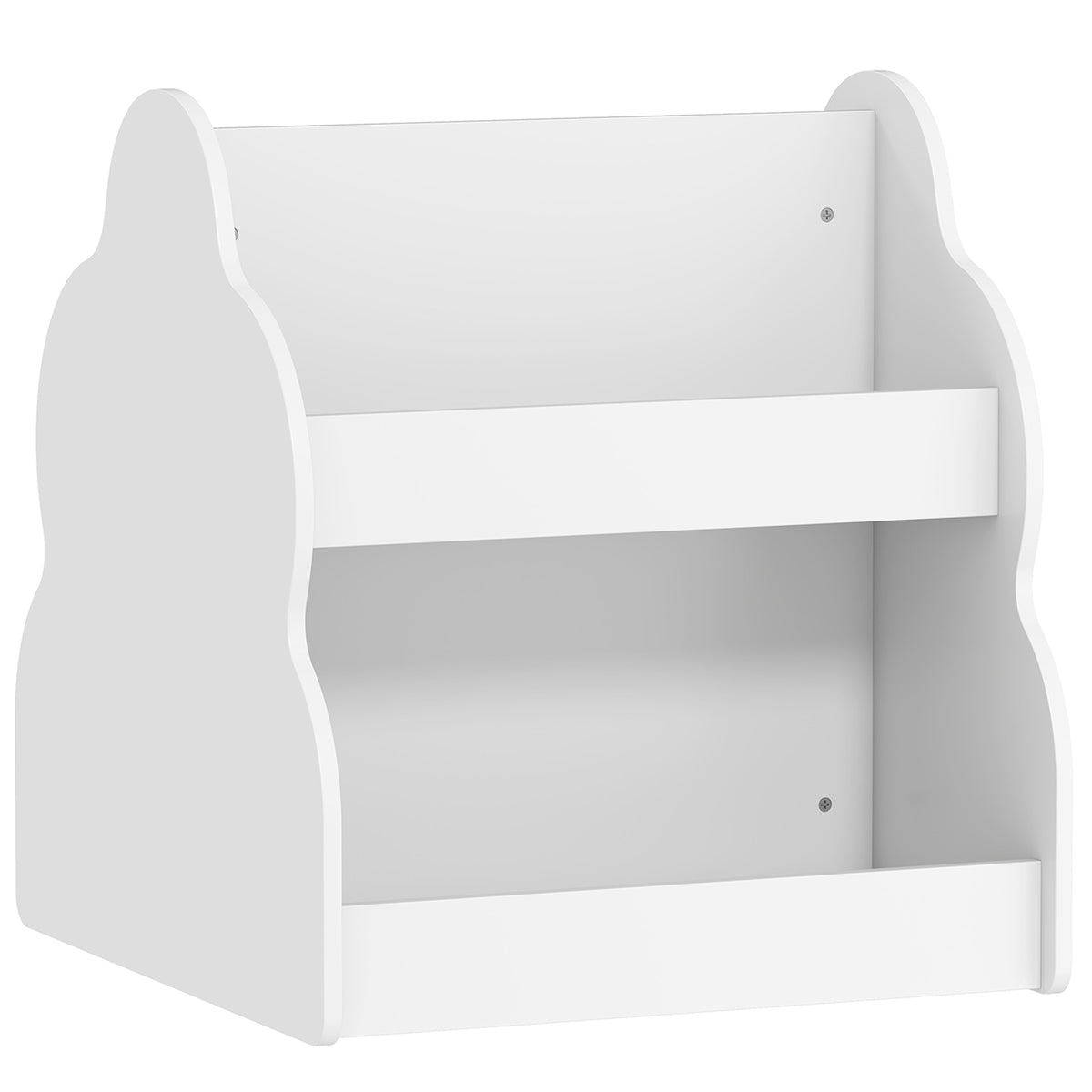Kids' bookshelf, 2-tier children's bookcase with wheels, 4 shelves, for nursery, playroom, 54x50x56 cm, white