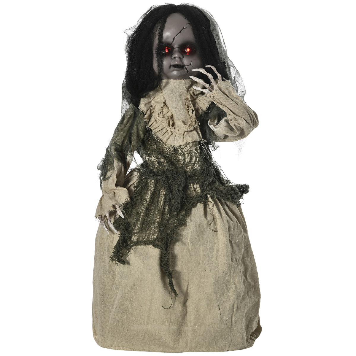 Outsunny Halloween Dekoration Geisterpuppe mit Spezialeffekten und Soundfunktion 80 cm x 23 cm x 83 cm
