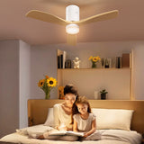 Ceiling fan with LED light, 6 speeds, remote control, light brown (2)
