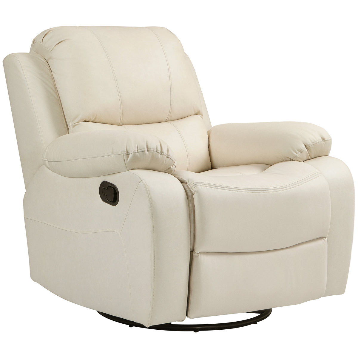 Recliner chair, adjustable backrest & footrest, swivel, up to 150 kg, steel frame, 93x100x98cm, cream white