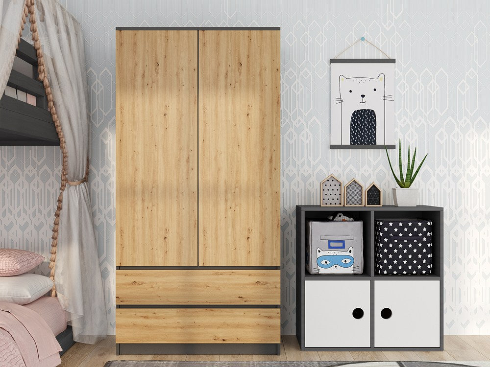Kleiderschrank Malwa SS-90 ANTHRAZIT ARTISAN – Produktabbildung 5