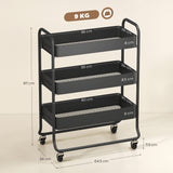 HOMCOM Küchenwagen, 3 Körbe, 4 Rollen, Metall, Schwarz – Produktabbildung 3