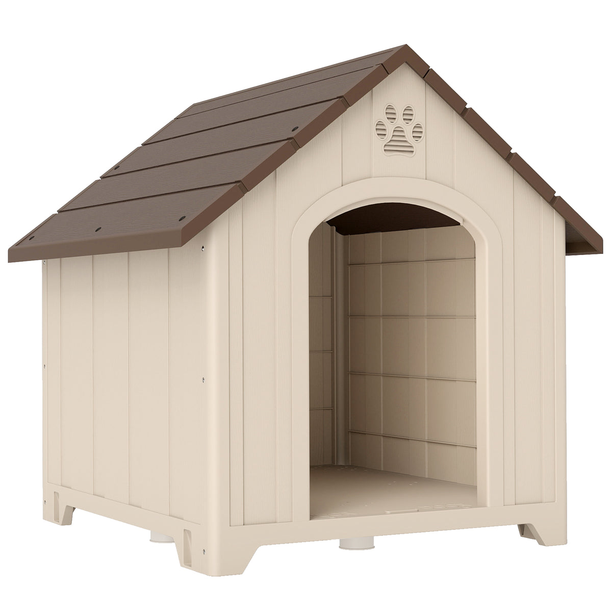 PawHut Hundehütte wetterfestes Hundehaus 88 x 79 x 89 cm Erhöhte Hundehöhle mit aufklappbarem Asphaltdach