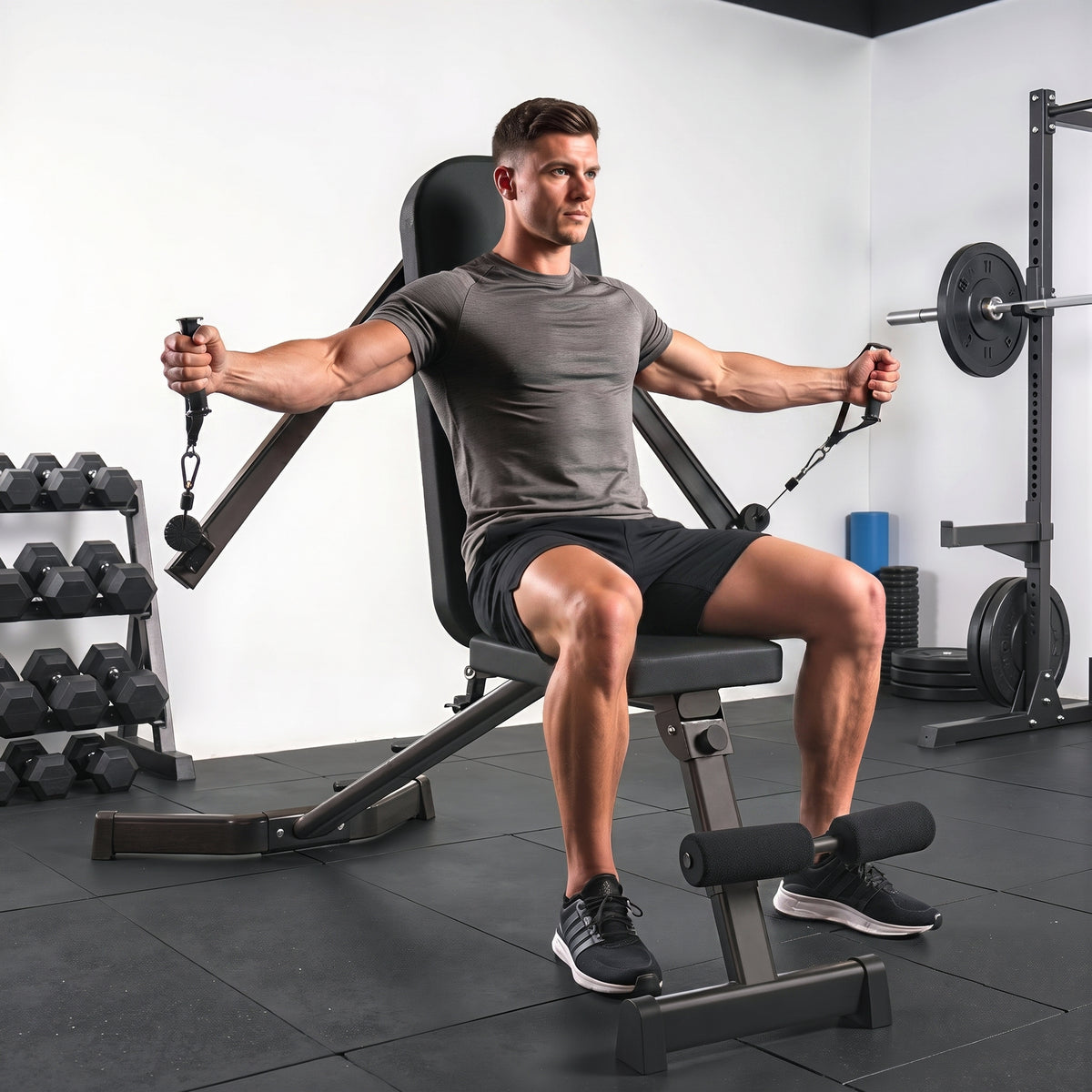 Foldable weight bench training bench with leg extension, 3-position backrest, 3 resistance levels, 300 kg load (2)