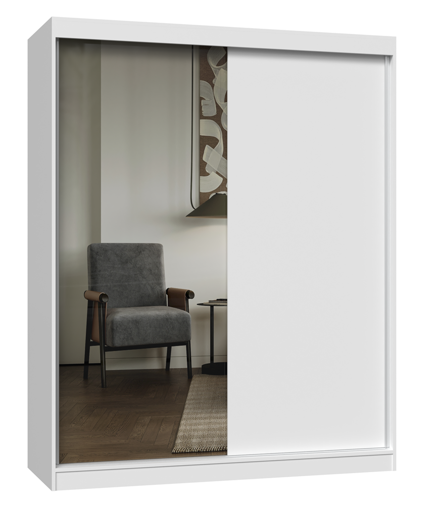 Schiebetürenschrank IGA 160 A/B WEISS 1 x Spiegel für Schlafzimmer Flur
