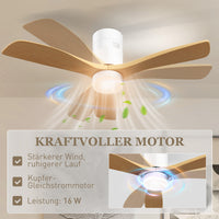 Ceiling fan with LED light, 6 speeds, remote control, light brown (6)
