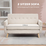 HOMCOM Zweisitzer-Sofa, komfortabel, 134x71x82 cm, Beige – Produktabbildung 4