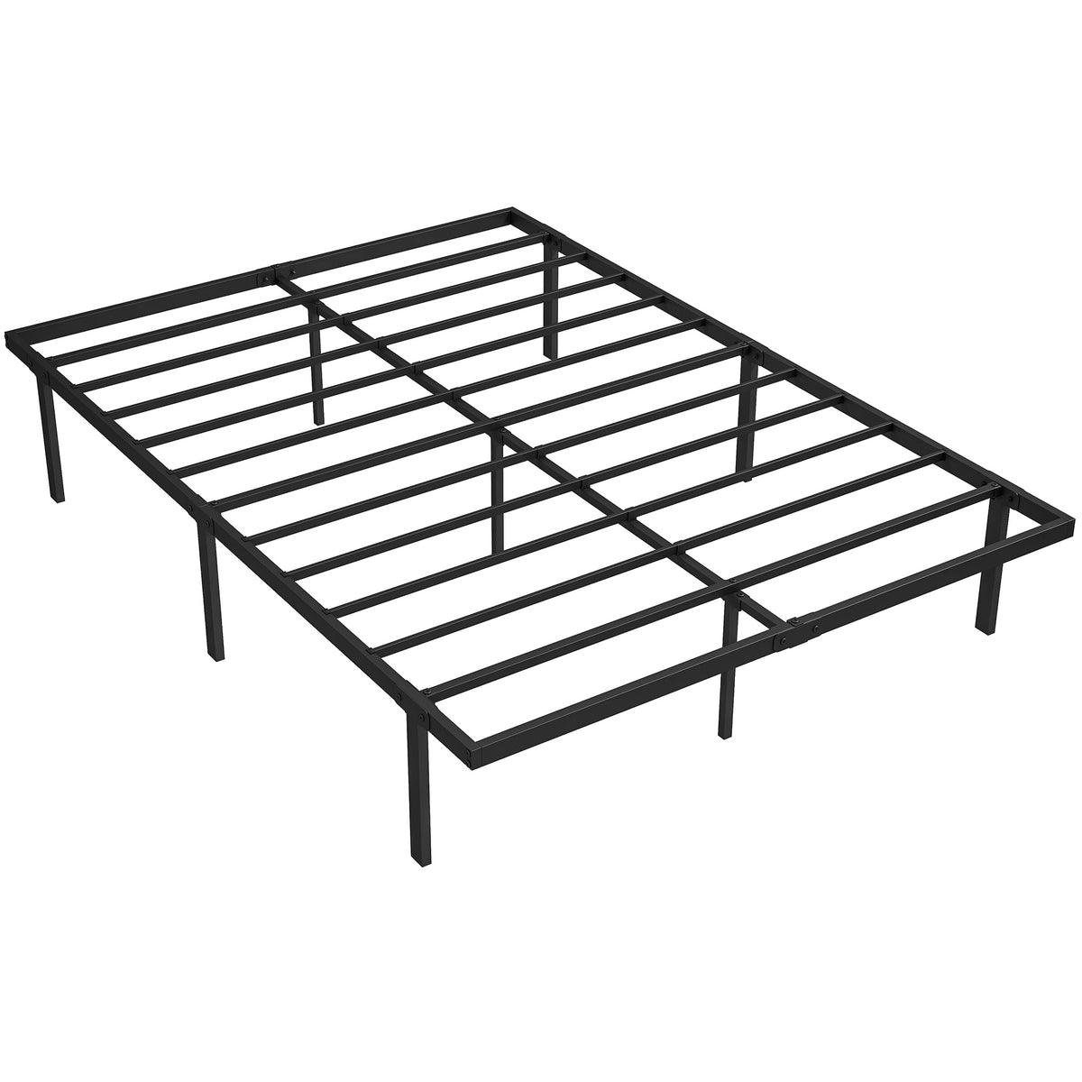 HOMCOM Bettgestell, 140 x 200 cm Metallbett mit Stauraum unter dem Bett, Metallgestell mit Lattenrost, kein
