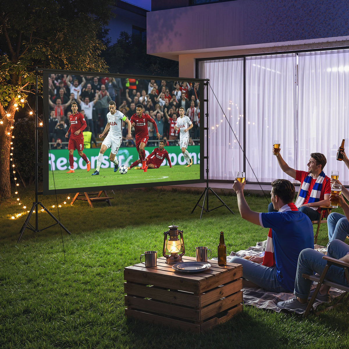 100-inch 16:9 HD 4K/8K projector screen with stand, portable double-sided screen with foldable tripods, white (2)