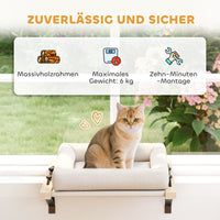 PawHut Katzenhaus mit Halterung für Fensterbänke und Heizungen, Kissen, Holzrahmen, Weiß – Produktabbildung 8