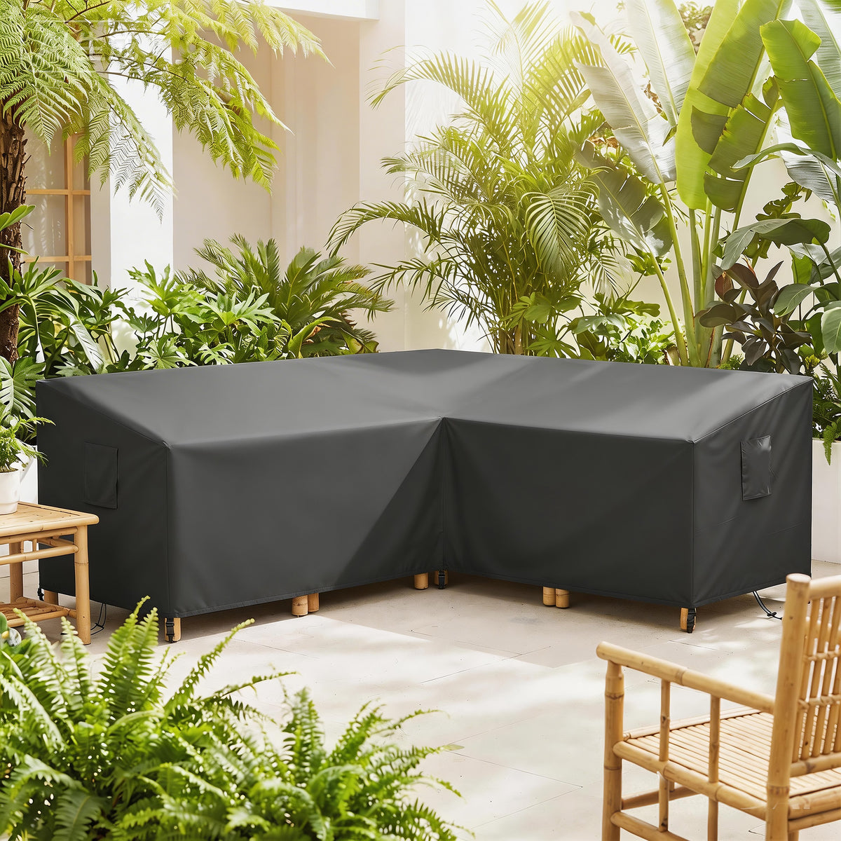 Outsunny Schutzhülle für Gartenmöbel Winterfest Wasserdicht V-förmig Anti-UV Abdeckung 420D Oxford – Produktabbildung 2