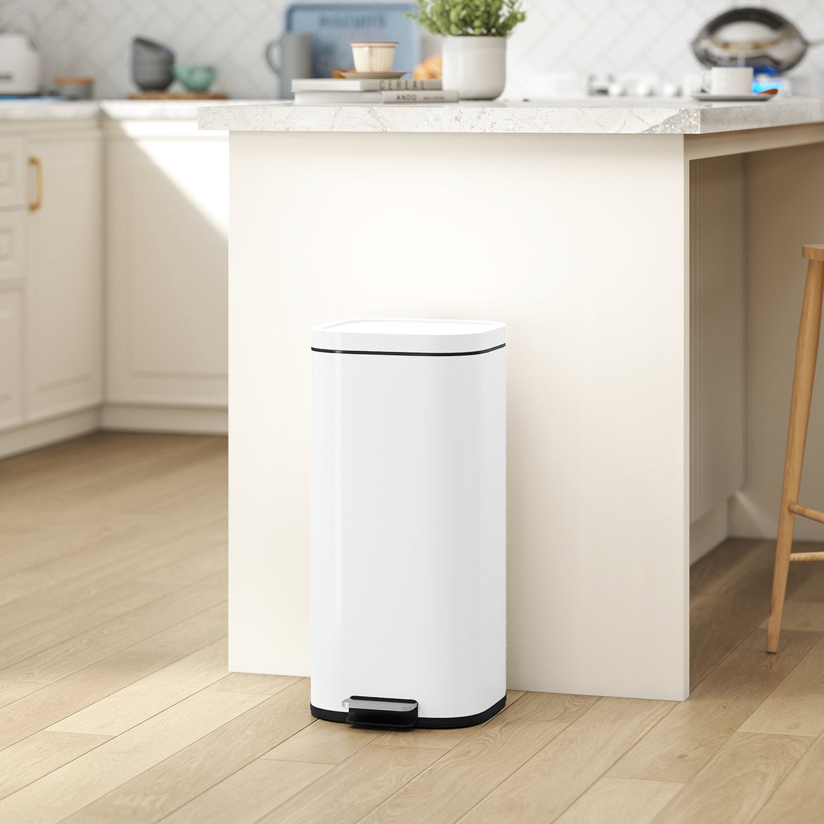 HOMCOM 30L Küchenmülleimer Pedaleimer mit Deckel, Soft-Close- und Offenhalte-Funktion für Küche, Zuhause – Produktabbildung 2