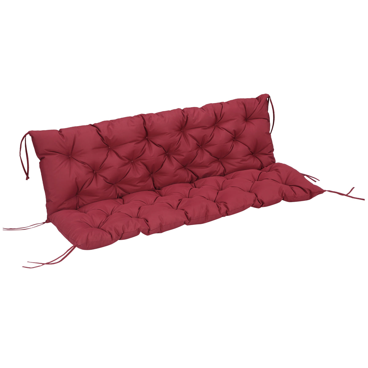 Seat cushions for benches, bench cushions with fastening straps, for up to 3 people, foam filling, seat cushion
