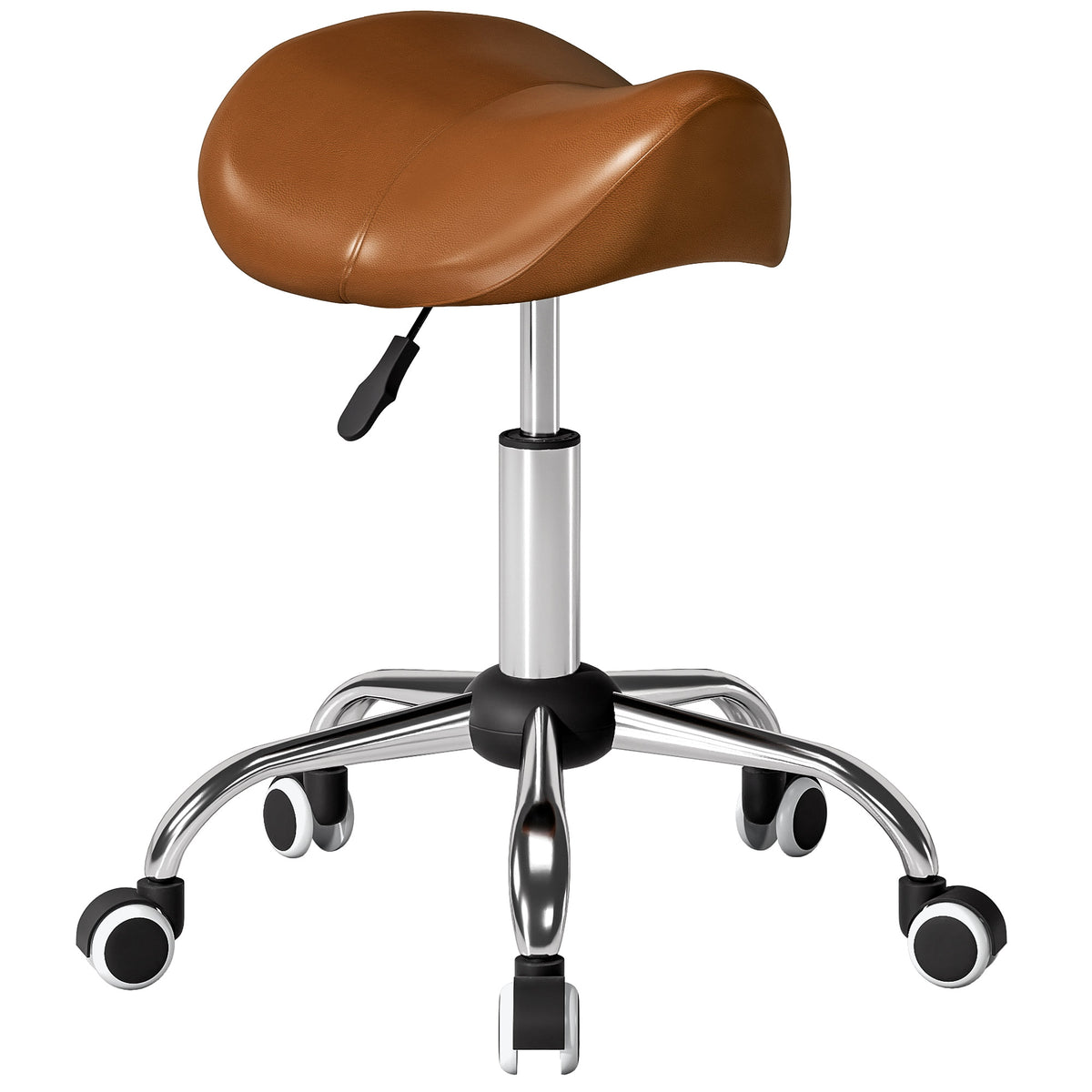 Height-adjustable rolling stool, swivel stool 49-61 cm, rotating work stool, saddle stool for office, salon